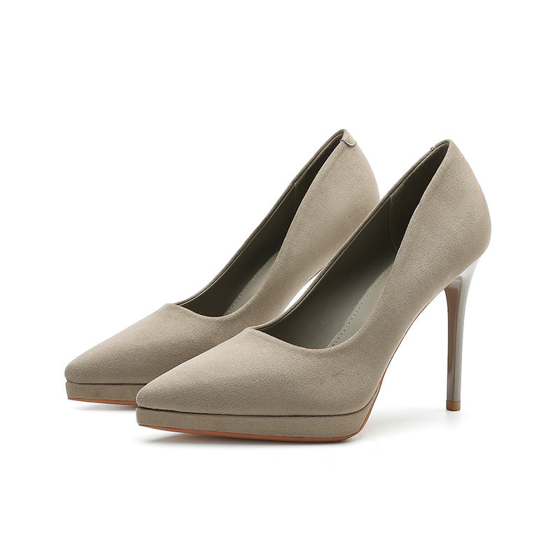 Point Toe Stiletto Pumps Beige