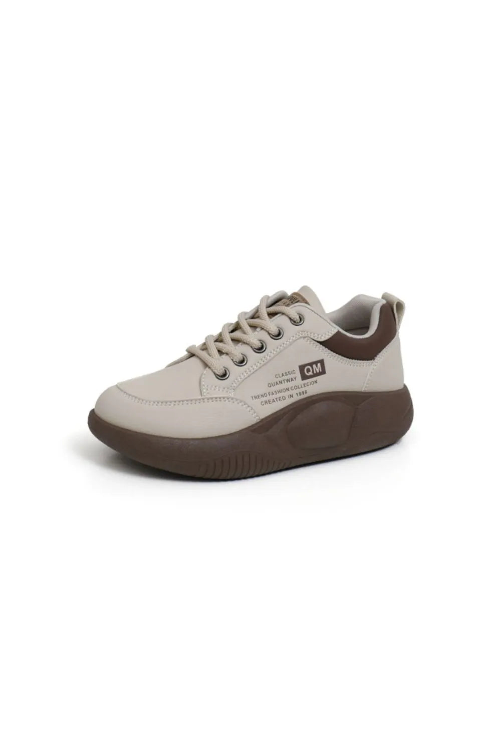 Lace Up Round Toe Platform Sneakers Khaki
