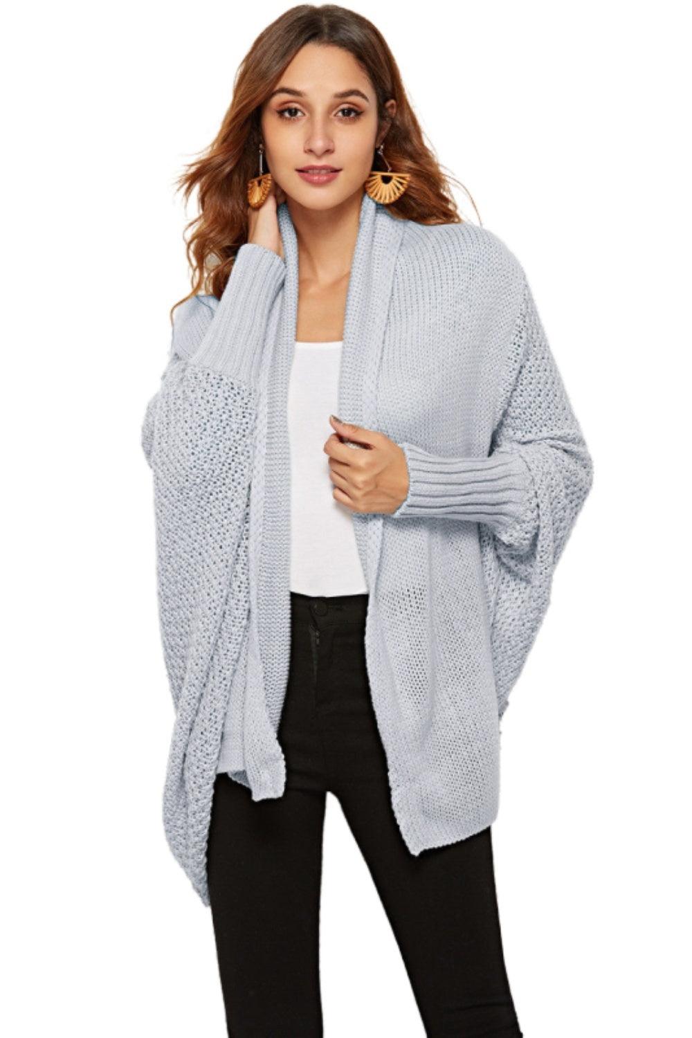 Angel Wings Open Front Batwing Sleeve Cardigan Light Gray One Size