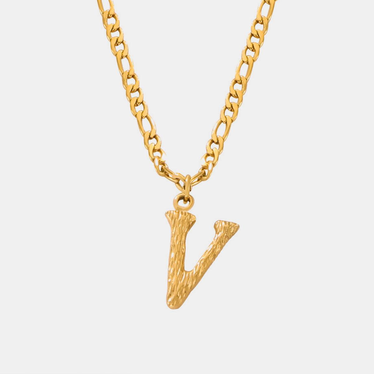 Titanium Steel Letter Pendant Necklace Style V One Size