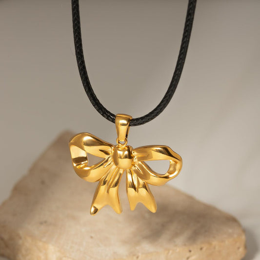 18K Gold-Plated Bow Pendant Necklace Gold One Size