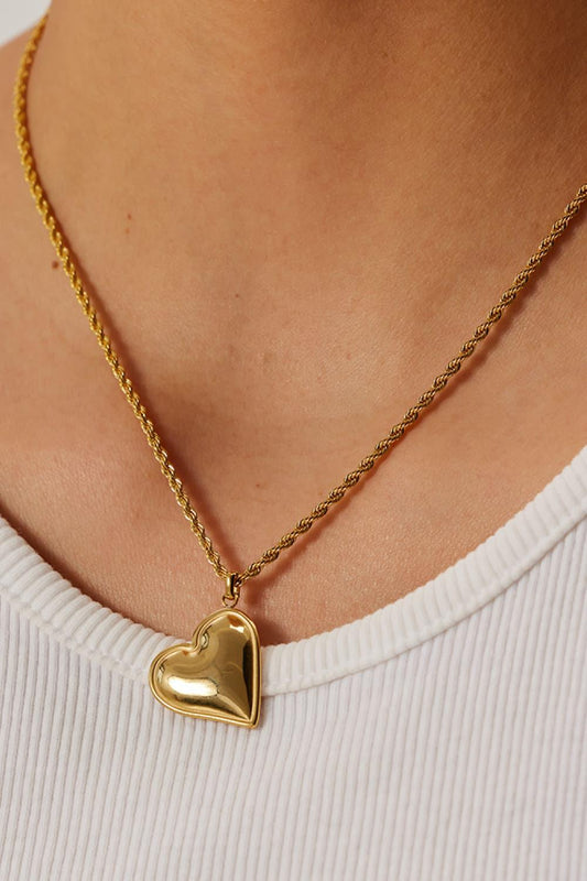 Heart Pendant Copper Necklace Gold One Size