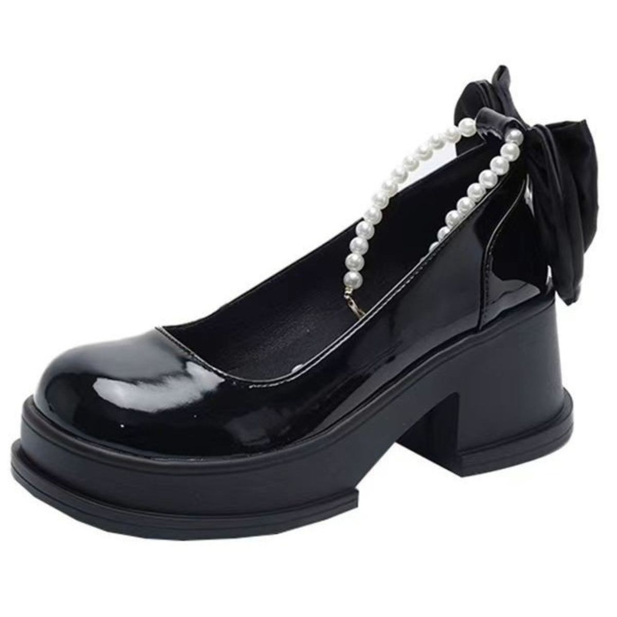 Round Toe Block Heels Pumps