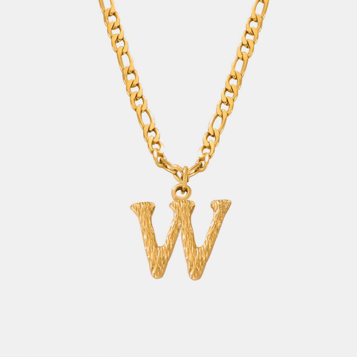 Titanium Steel Letter Pendant Necklace Style W One Size