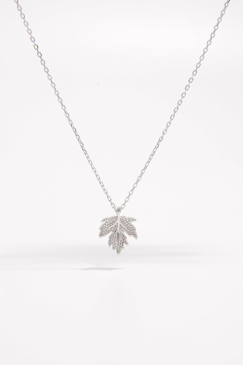 925 Sterling Silver Zircon Maple Leaf Necklace Silver One Size