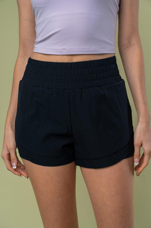 White Birch Full Size High Waisted Knit Shorts Black