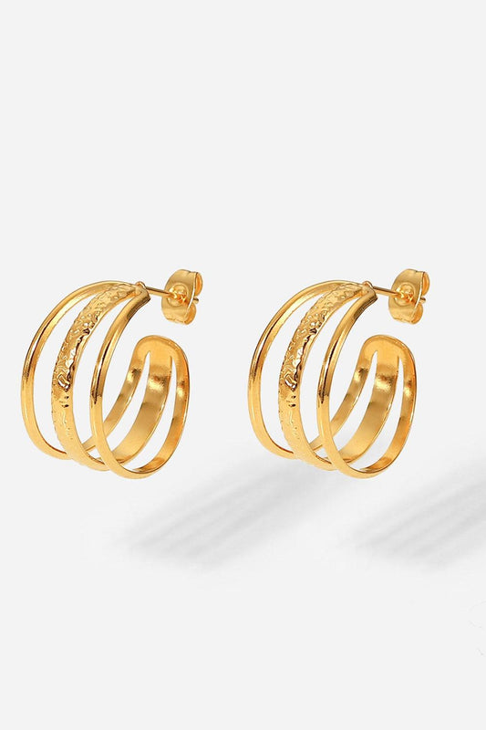 Three Is Better Than One C-Hoop Earrings Gold One Size