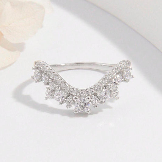 925 Sterling Silver Inlaid Zircon Ring Silver