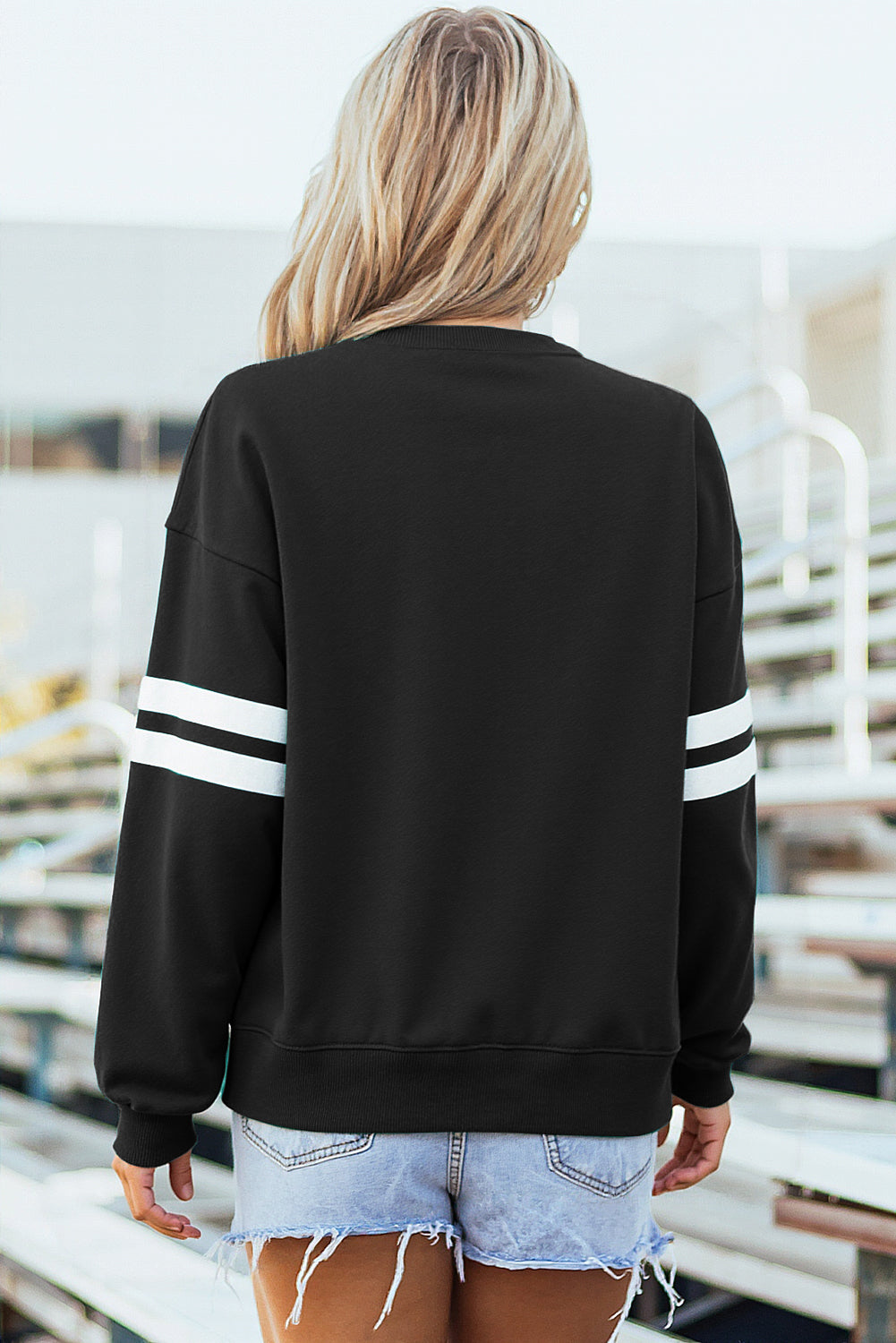 Varsity Stripe Detail Drop Shoulder Oversized Sweatshirt