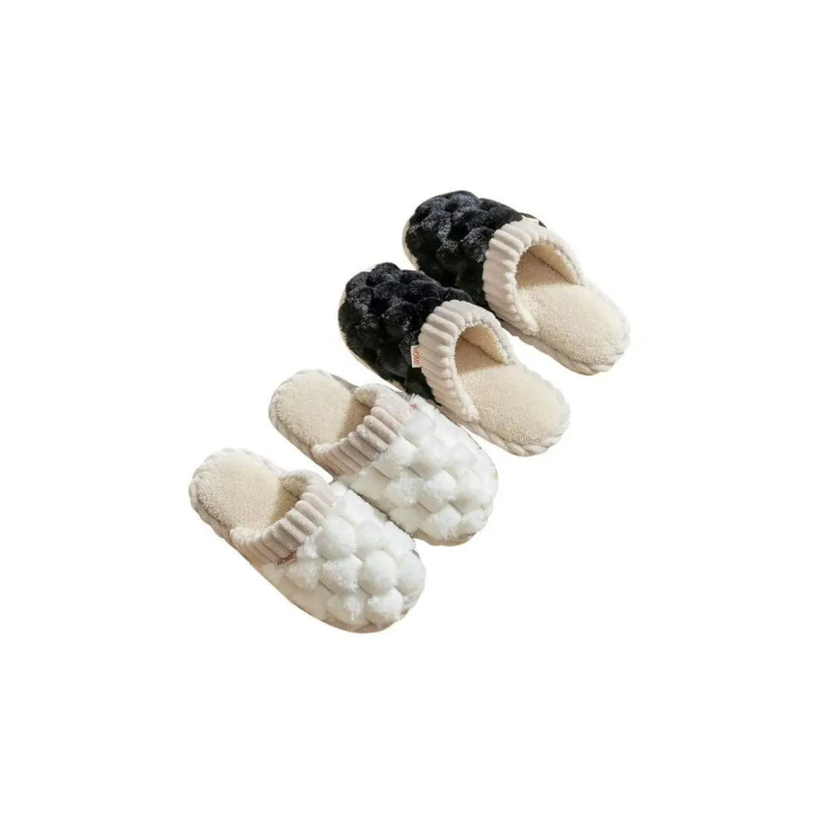 Round Toe Flats Slippers White