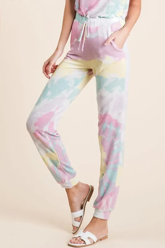 BiBi Tie Dye French Terry Casual Pants