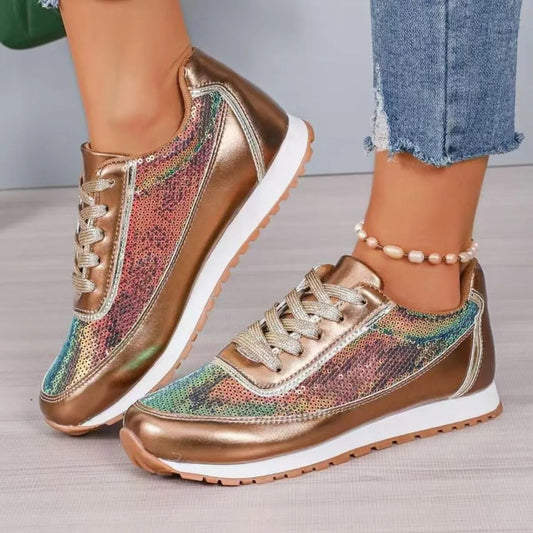 Round Toe Platform Athletic Gold