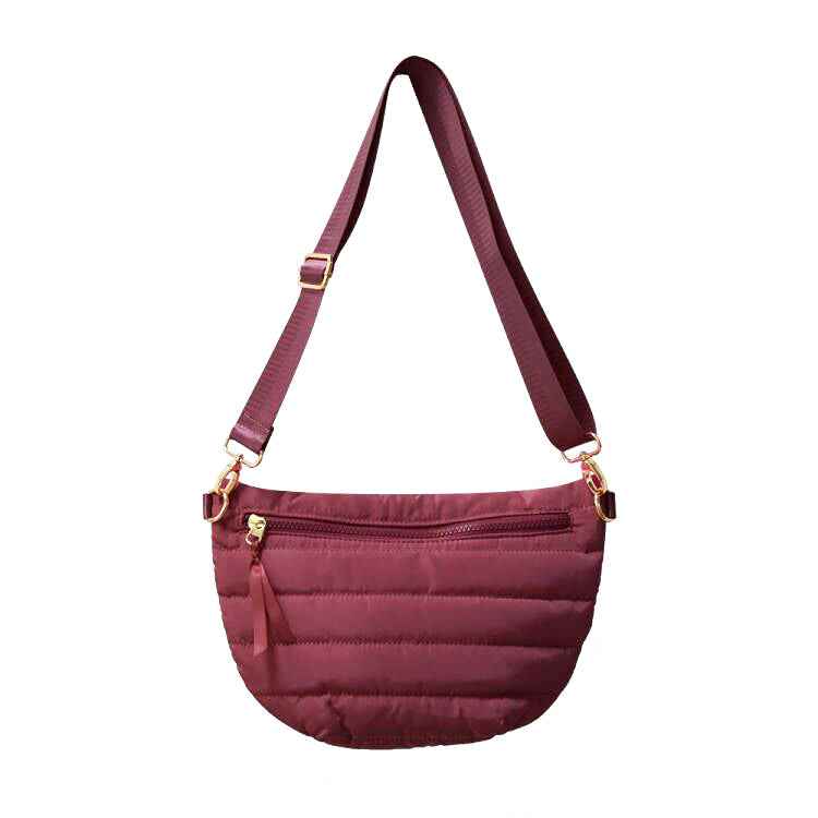 The Blake | Crescent Puffer Sling Bag | 14 Colors Cranberry