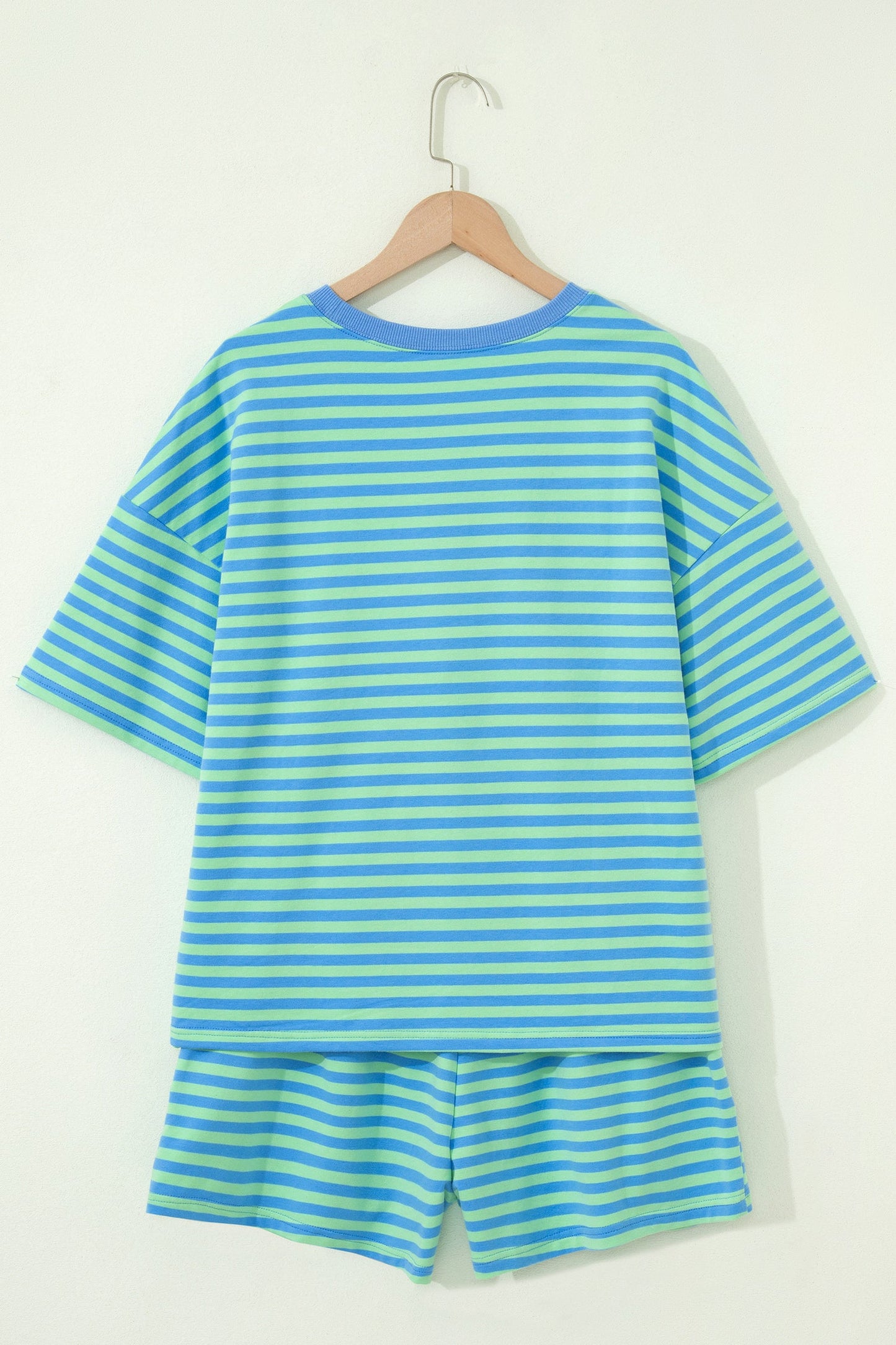 Stripe Top & Elastic Waist Shorts Set