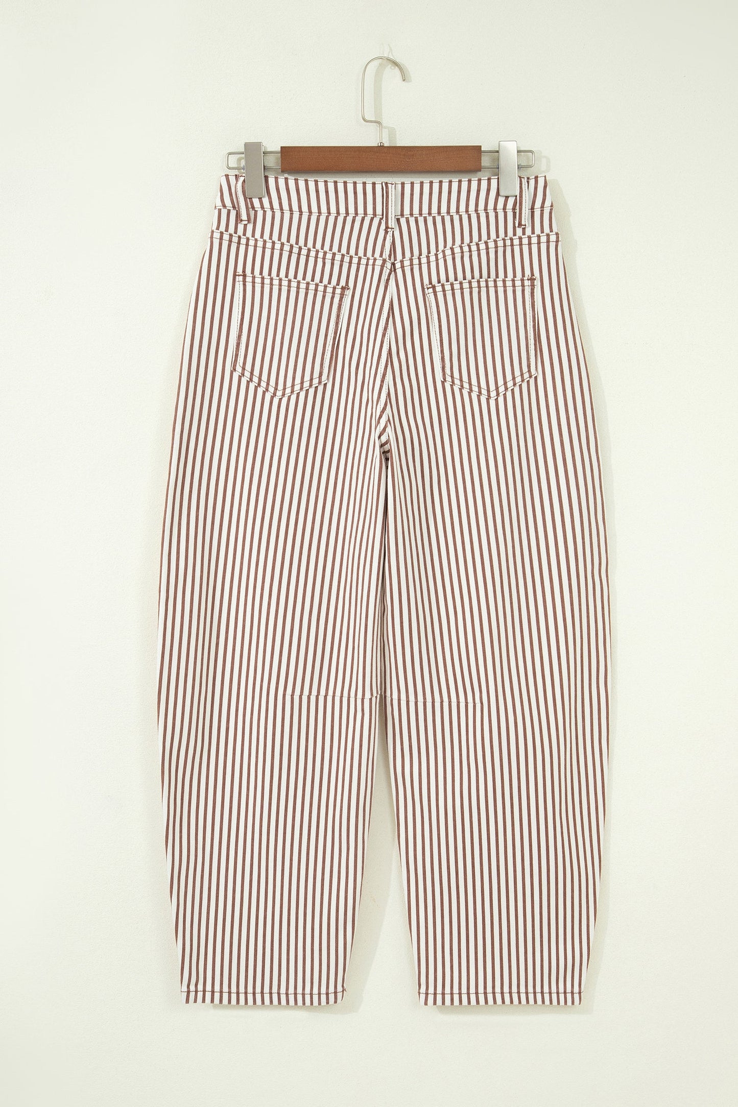Stripe Denim High Waist Barrel Leg Jeans
