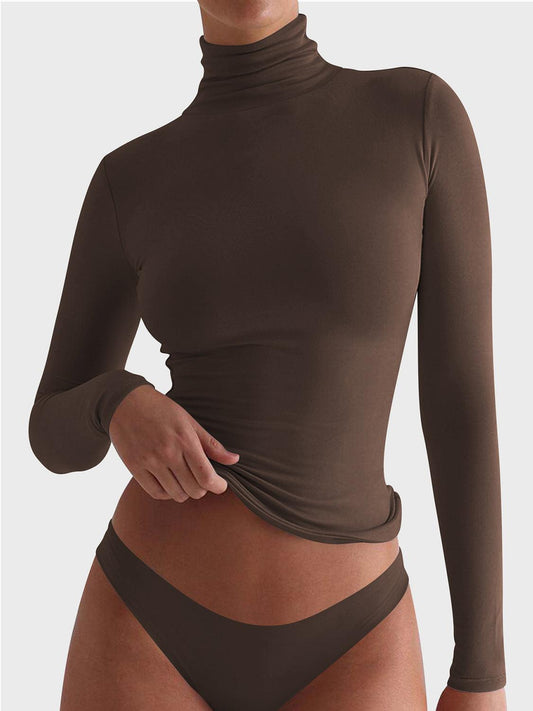 Lovelet Turtleneck Long Sleeve T-Shirt Chocolate