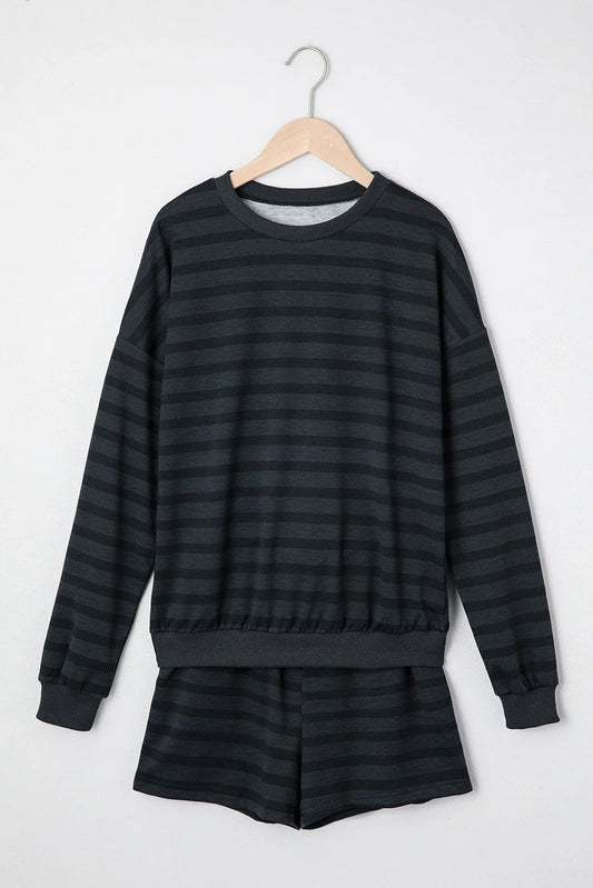 Stripe Long Sleeve Top & Shorts Set