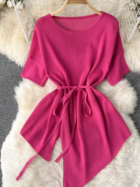 Short Sleeve Top and Wide Leg Pants Set