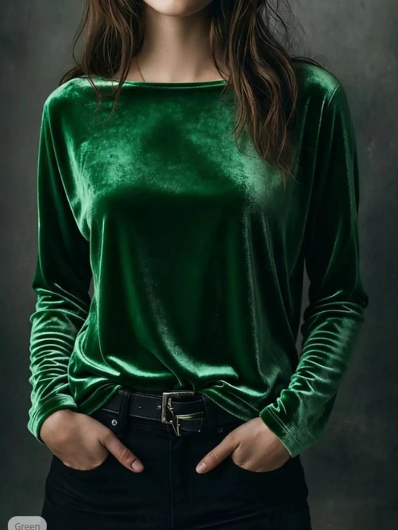 Full Size Velvet Long Sleeve T-Shirt Plus Size