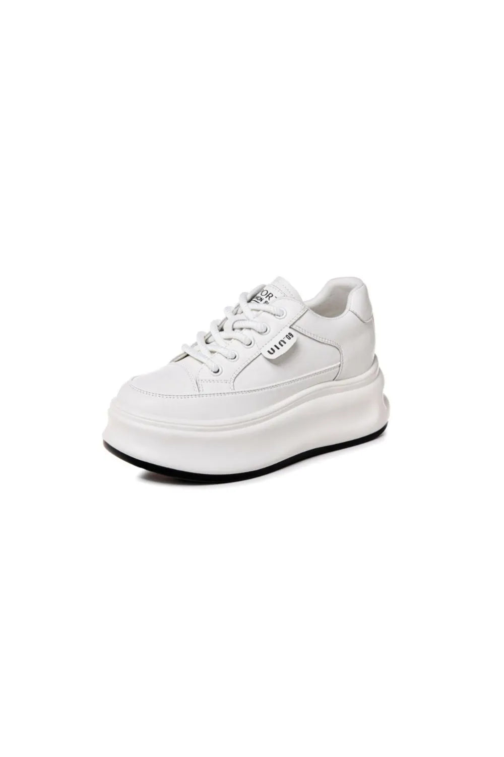 Lace Up Round Toe Platform Sneakers White