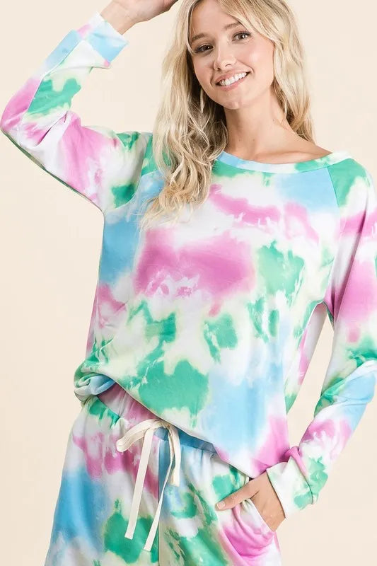 BiBi Tie Dye French Terry Top and Shorts Set
