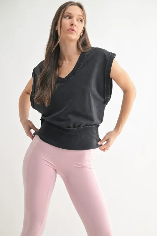 MONO B Vintage V-Neck Vest BLACK