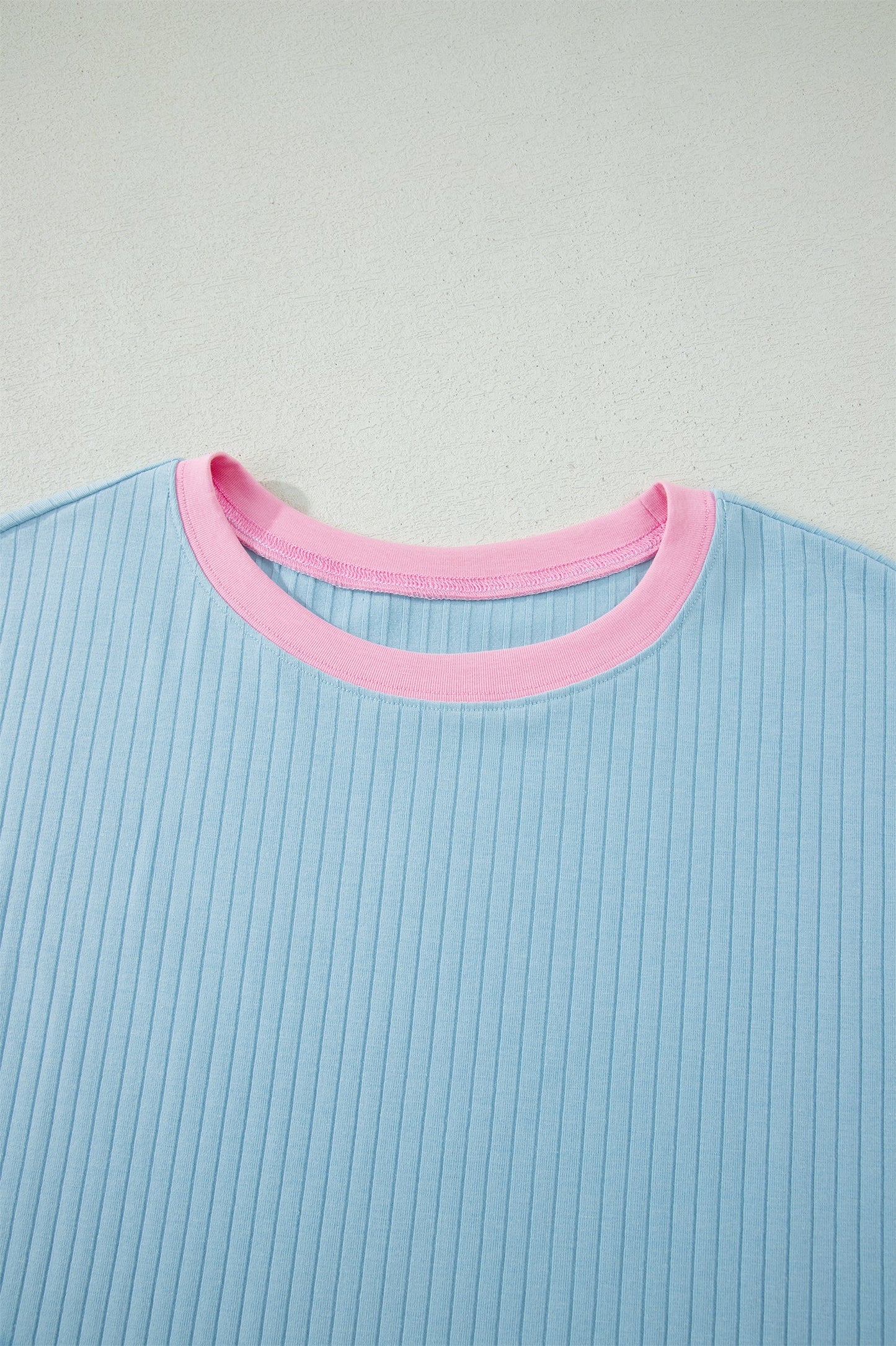 Colorblock Trim Ribbed Top & Shorts Set