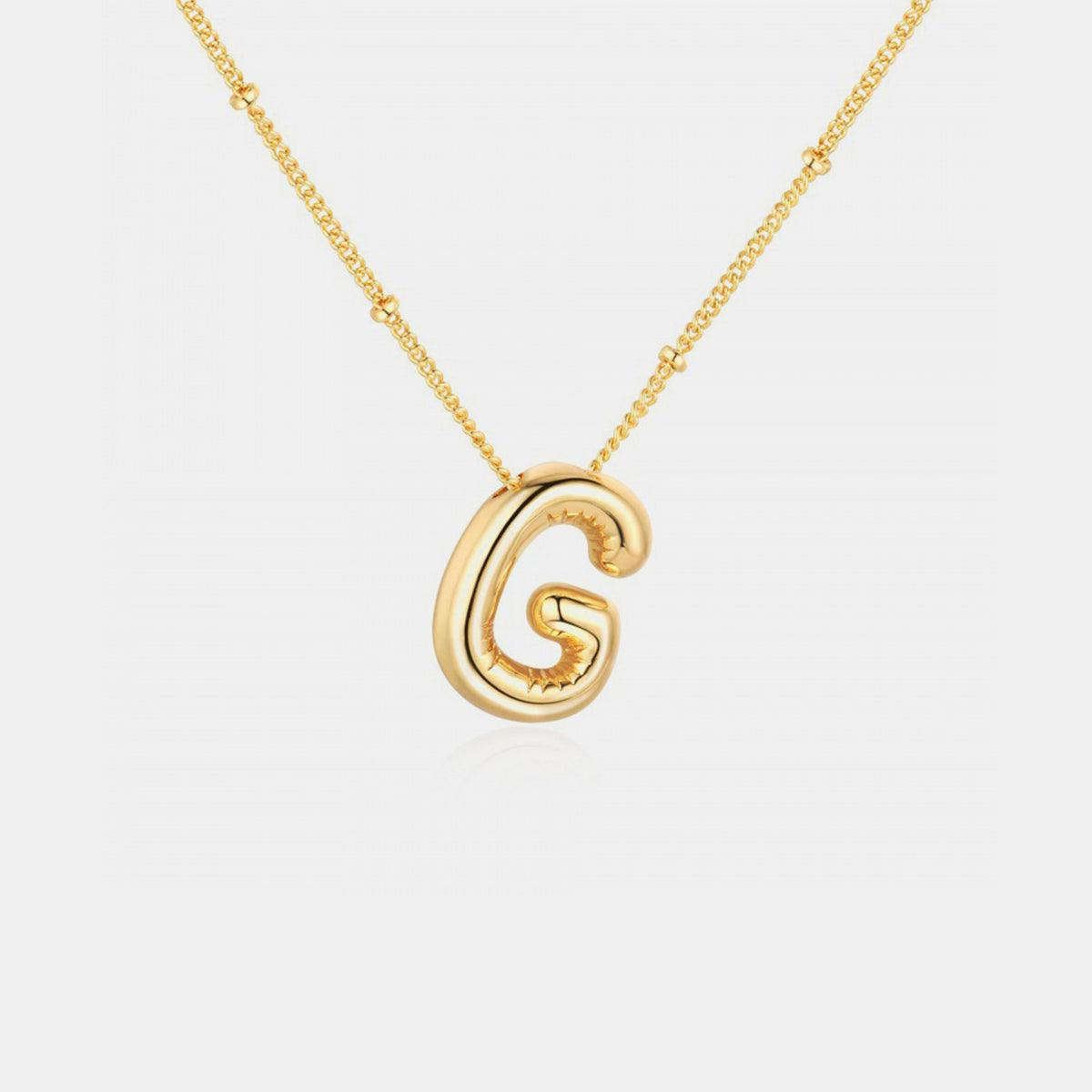 Gold-Plated Bubble Initial Necklace Style G One Size