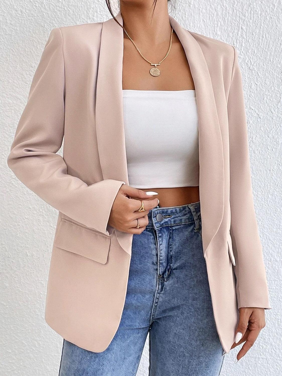Shawl Collar Long Sleeve Blazer Dust Storm
