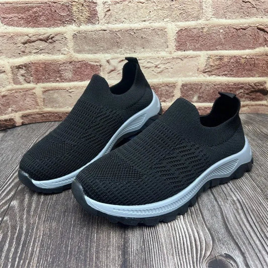 Breathable Mesh Round Toe Platform Athletic Black