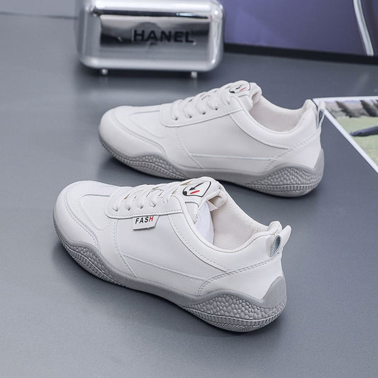 Lace Up Round Toe Flat Athletic Gray