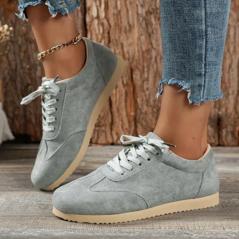 Lace Up Round Toe Sneakers Gray