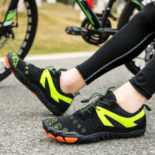 Elastic Lock Laces Mesh Contrast Breathable Athletic Neon Yellow