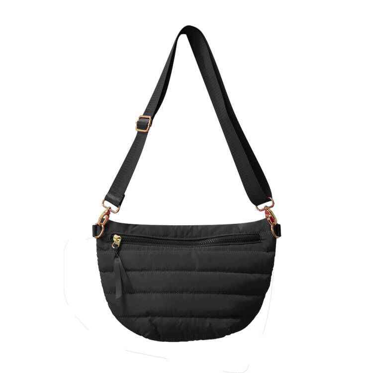 The Blake | Crescent Puffer Sling Bag | 14 Colors Black