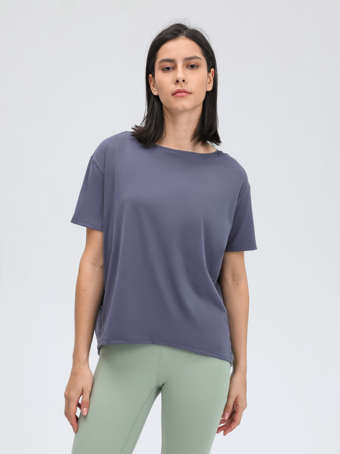 Millennia Round Neck Short Sleeve Active T-Shirt Dusty Blue