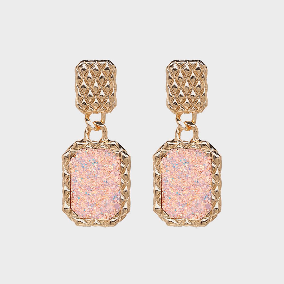 Geometric Alloy Dangle Earrings Blush Pink One Size