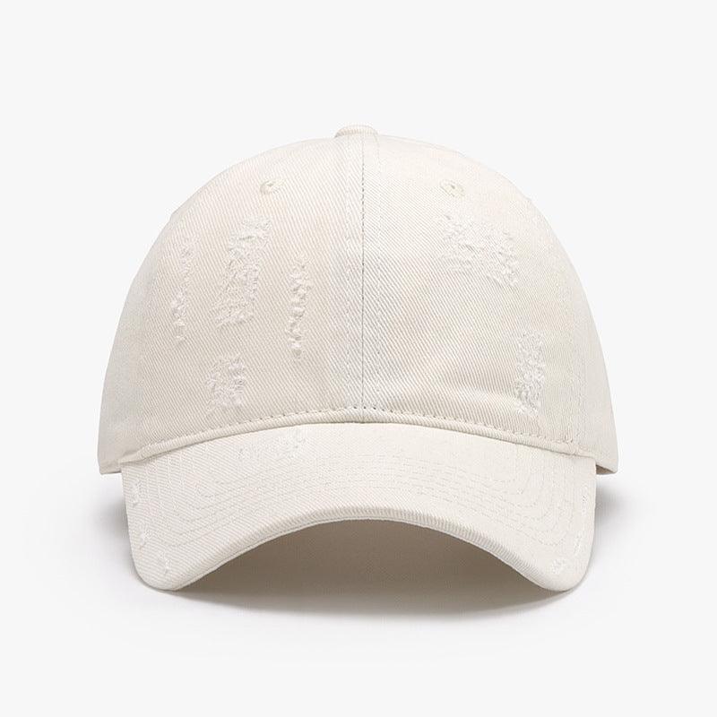 Adjustable Cotton Baseball Hat Ivory One Size