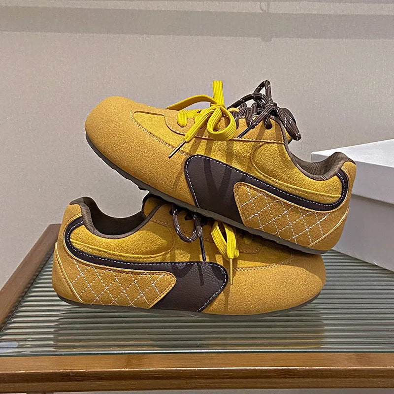 Contrast Flat Sneakers Yellow