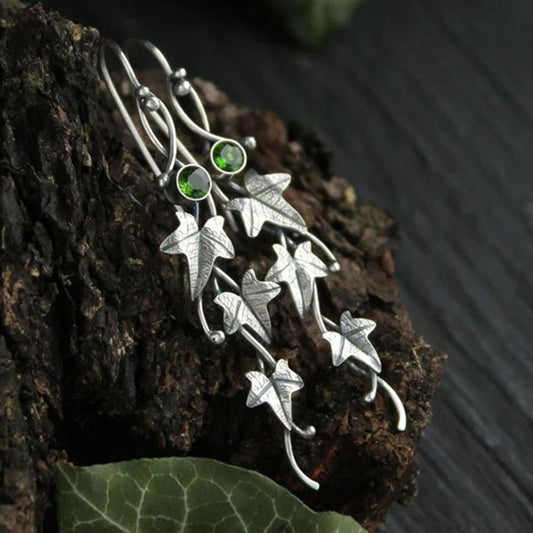 Ivy Leaf Alloy Dangle Earrings Green One Size