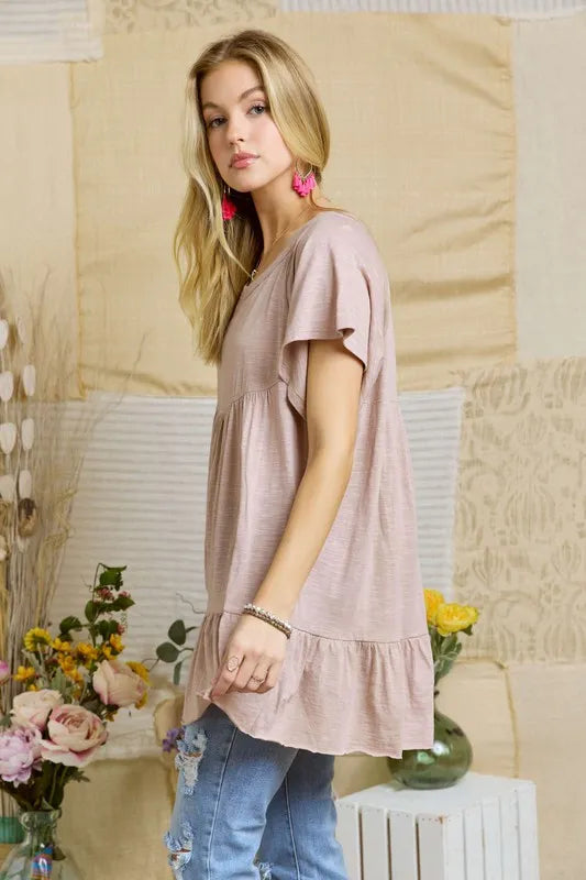 ADORA Drop Shoulder Babyboll Tunic Top