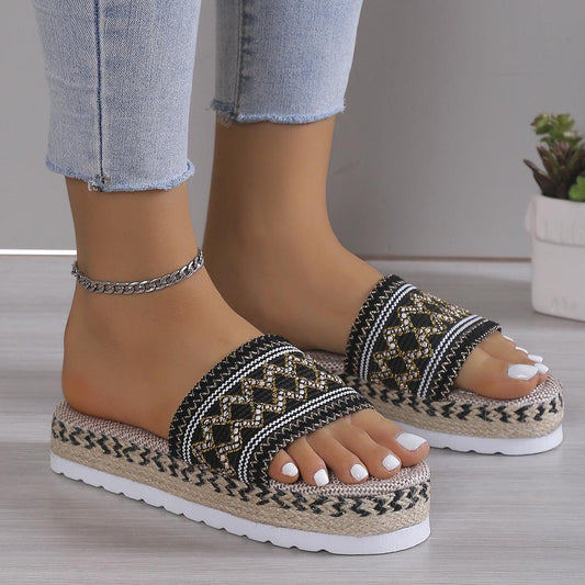 Open Toe Platform Sandals Black