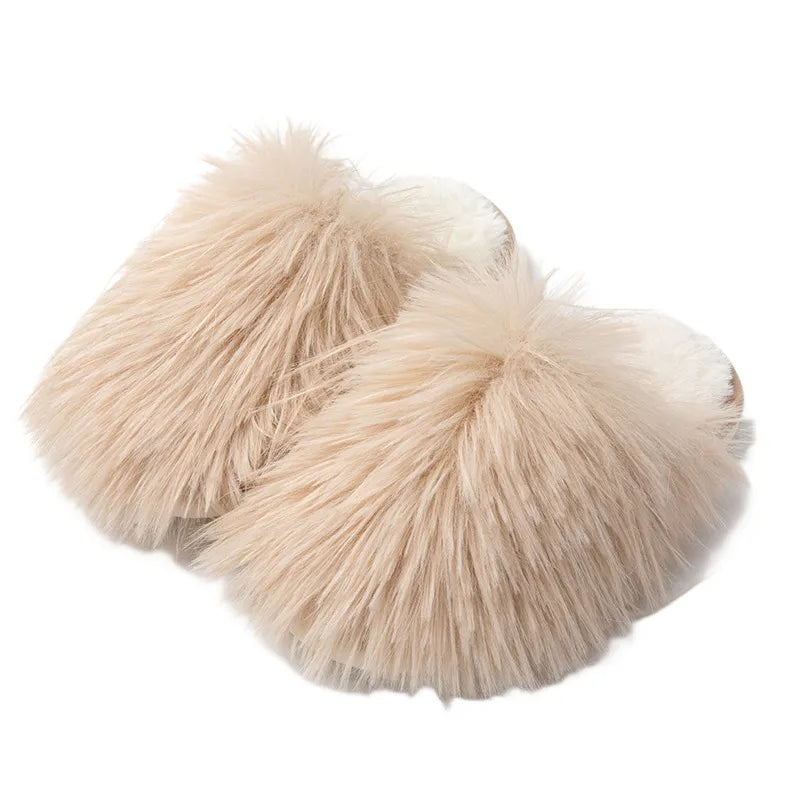 Round Toe Flats Slippers Brown