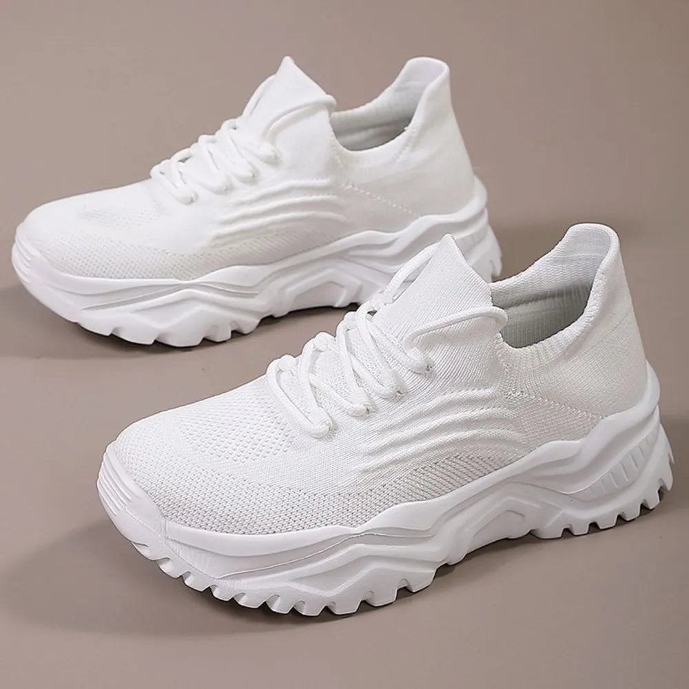 Round Toe Platform Athletic White