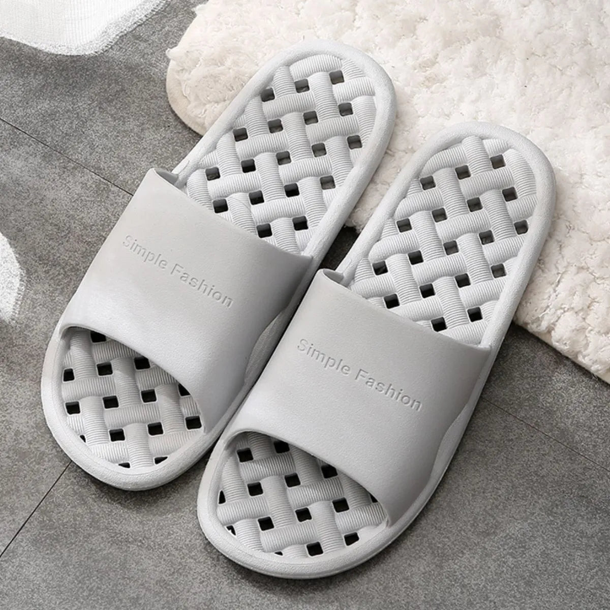 Open Toe Platform Slippers Gray