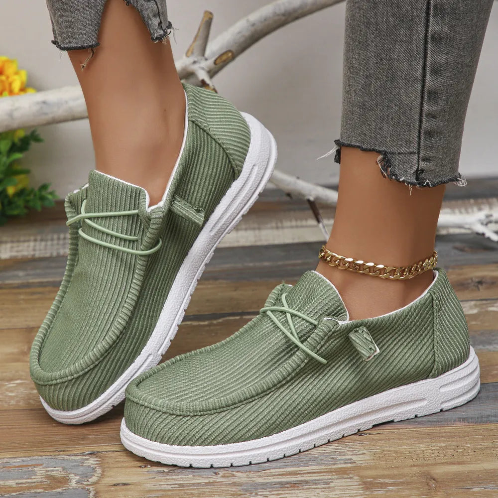 Round Toe Canvas Sneakers Matcha Green