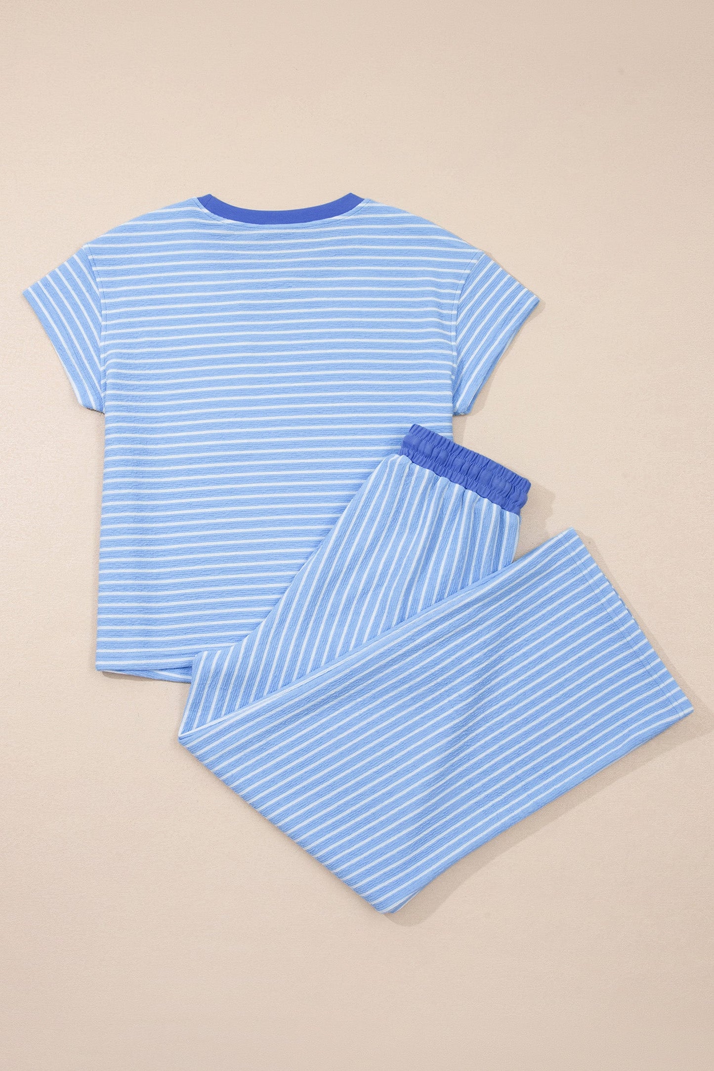 Stripe Crew Neck Tee & Drawstring Pants Set