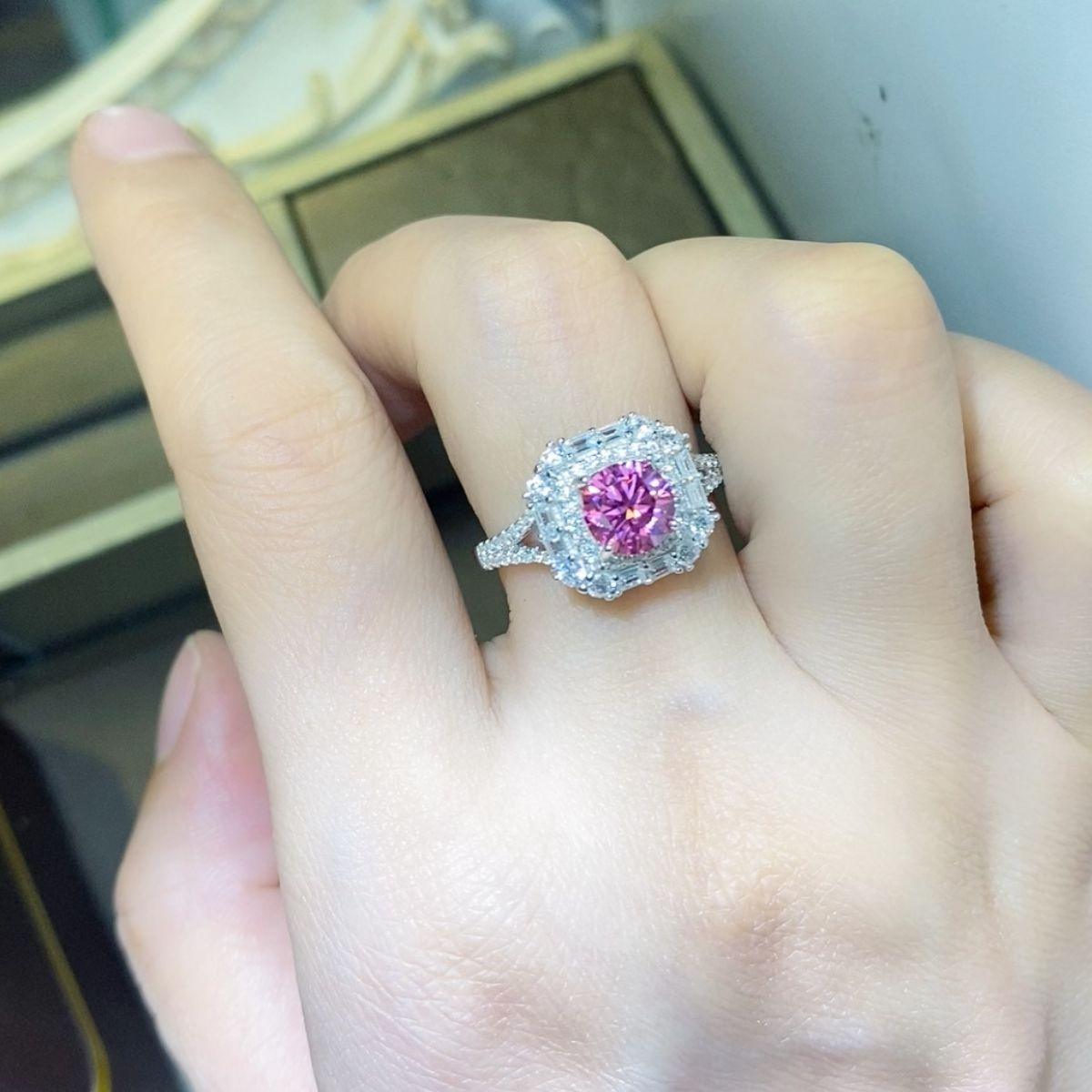1 Carat Moissanite Zircon 925 Sterling Silver Ring Silver