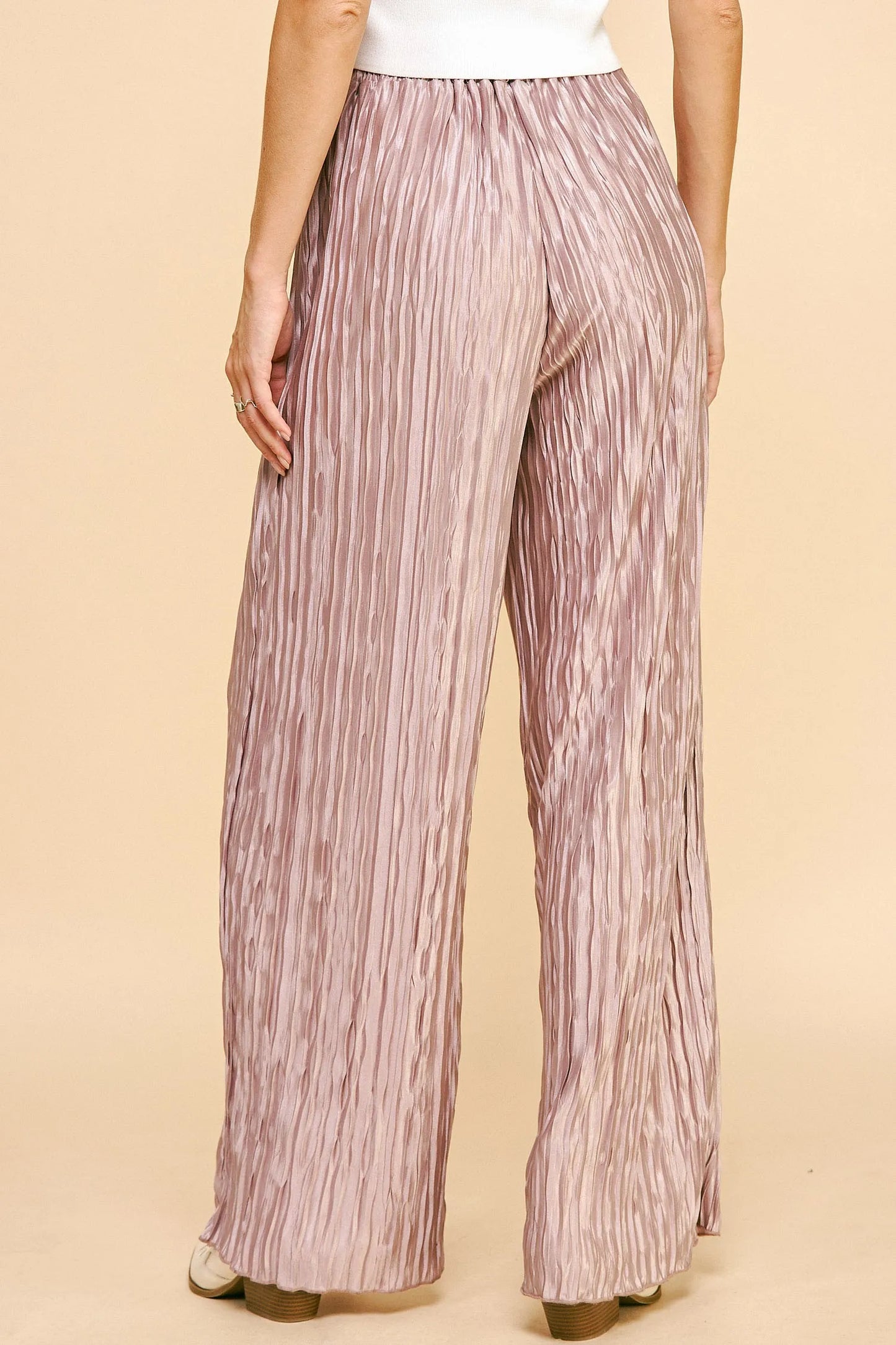 Davi & Dani Geo-pleated Elastic Waistband Pants