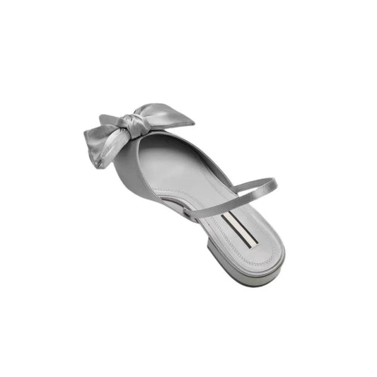 Point Toe Block Heels Pumps Silver