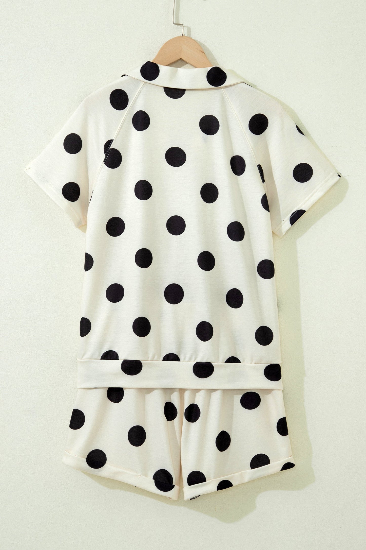 Polka Dot V-Neck Tee & Drawstring Shorts Set